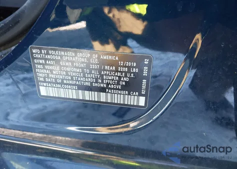 2020 Volkswagen Passat 2.0T Se from USA, damaged, VIN 1VWSA7A39LC008282